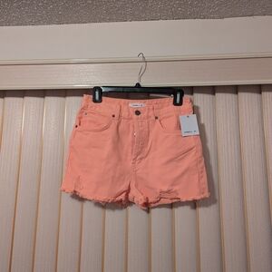 O'Neill Coral Pink High-Rise Denim Short Shorts